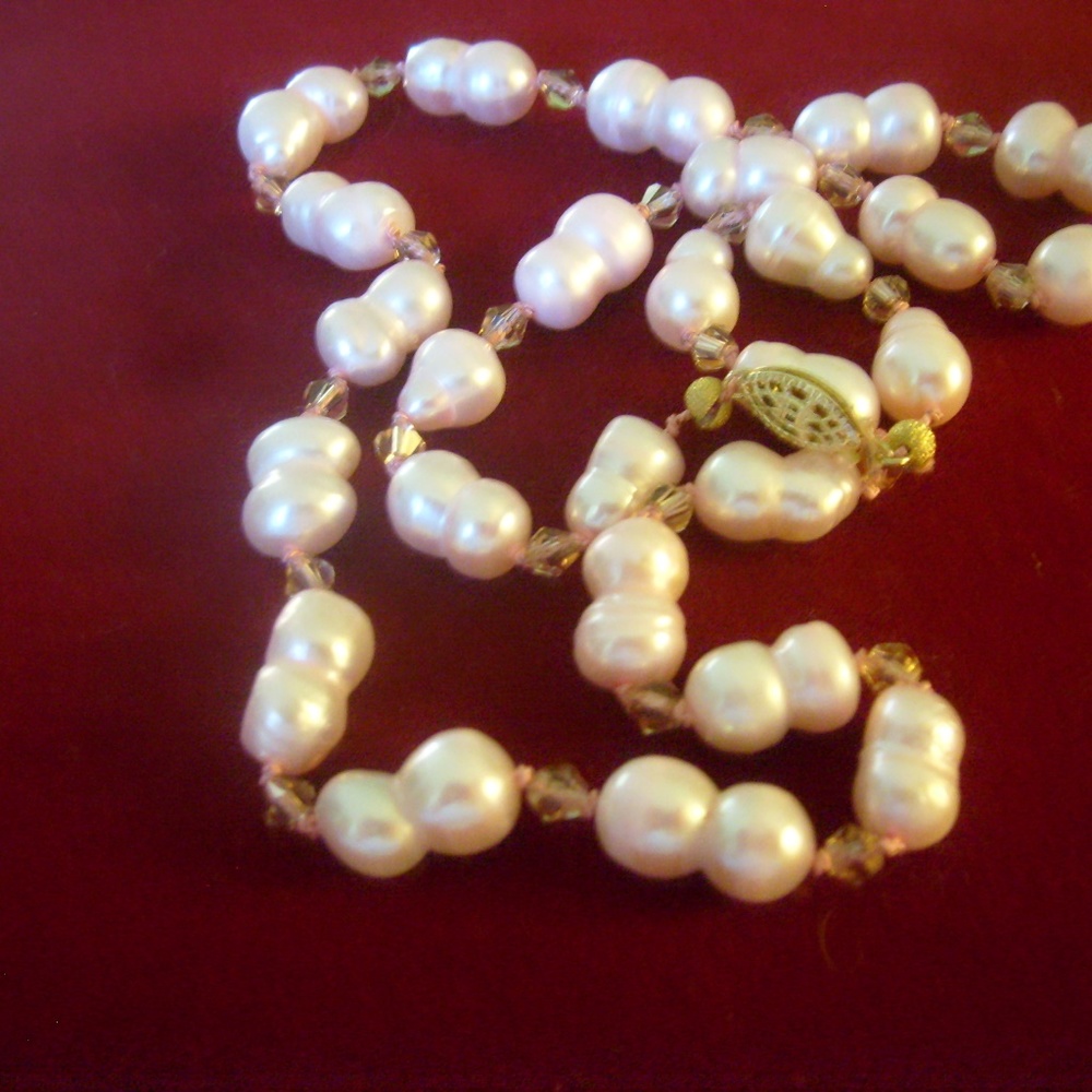 Pink Twin Genuine Pearl Necklace